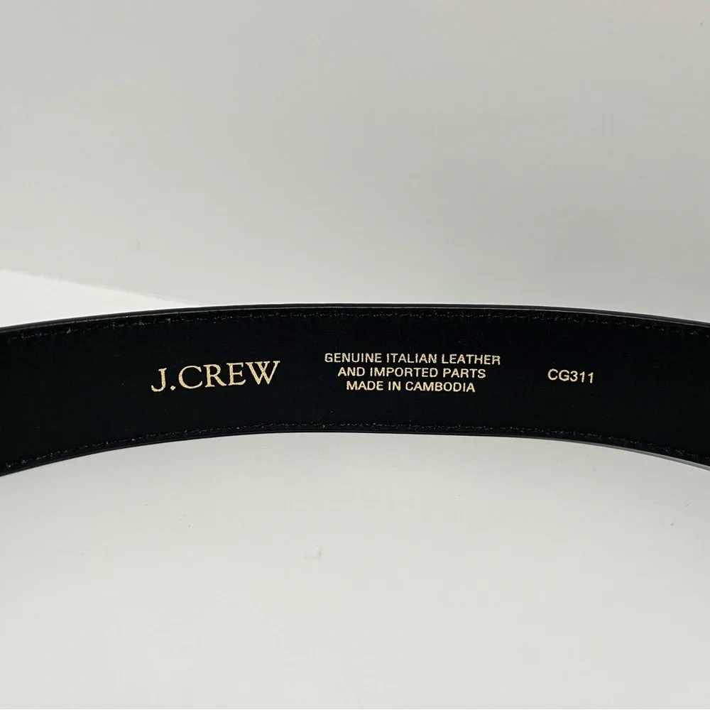NEW J. Crew double gold buckle black leather belt size medium CG311 $89.50 - Picture 10 of 13